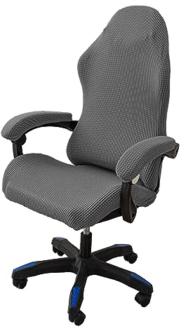Gamingstuhl-Bezüge Gaming stuhl bezug 4 Stück,Bürostuhl Drehstuhl Bezug mit Armlehnen/Stuhlrücken Bezug,Dehnbare Stuhl Bezüge für Computer-Spielstuhl, Racing-Stil,Bürostuhl-Ohne Stuhl-Light Gray