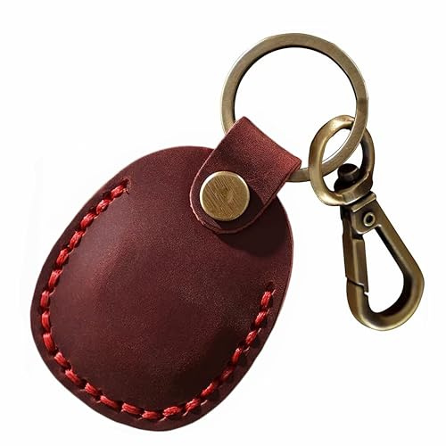Airtag Schlüsselanhänger Leder ECHT, Anhänger aus Echtem Leder, Hülle aus Echtleder, Anhänger, Case - kompatibel mit Apple Airtag (Red)