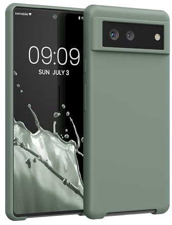 kwmobile Case Compatible with Google Pixel 6 Case - TPU Silicone Phone Cover with Soft Finish - Rainwashed Green