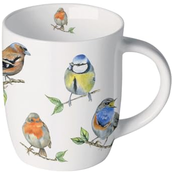Ambiente Teetasse Kaffeetasse Becher Mug Henkelbecher 0,2 l Vogelarten Vögel Fine Bone China Porzellan
