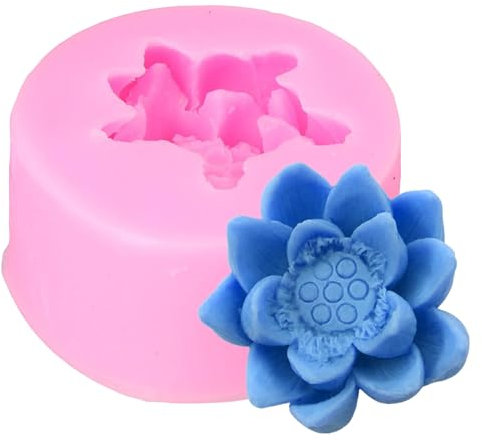 YYlingx Molde de silicona con diseño de flor de loto 3D, molde de silicona para jabón, vela, caramelo