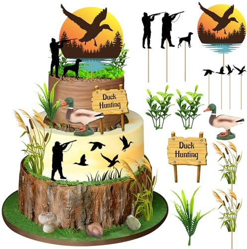 Hokiis Stockenten-Jagd-Kuchenaufsatz, 15 Stück, mehrfarbig, Party-Dekorationen