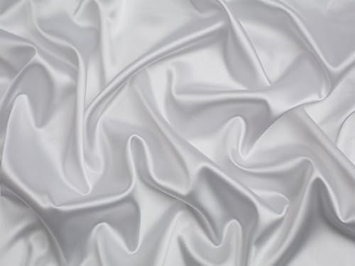 Minerva Stretch-Satin-Stoff, gewebt, Weiß, Meterware
