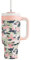 POWCAN Camo Tumbler mit Griff, 2-in-1-Strohhalm und Trinkdeckel, auslaufsicher, spülmaschinenfest, isolierter Reise-Kaffeebecher aus Edelstahl, hält 34 Stunden kalt, passt in Auto-Becherhalter (Rose