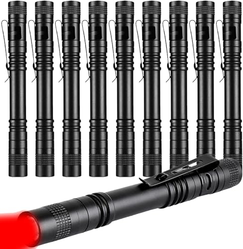 POCKETMAN Mini Taschenlampe Rote Taschenlampe LED 13cm Kleine Taschenlampe mit Stift Clip Wasserdichte Taschenlampe Für Sternenbeobachtung, Nachtsicht, Angeln, Erkundung (10)