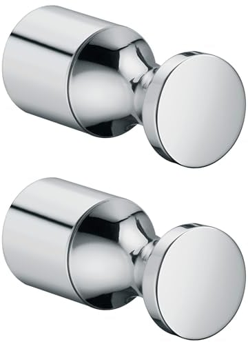 Keuco Handtuchhaken Set 2 Stück, hochglanz-verchromt, aus Metall, rund, für Badezimmer und Gäste-WC, Wandhaken für Handtücher und Bademäntel, Elegance