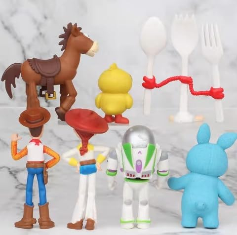 7PCS Story Birthday Cake Decoration Ornaments, Story Cake Toppers,Mini Figures Set,Mini Story Theme Toppers Figures,Story Figures Set Birthday Party Supplies for Kids Birthday Present