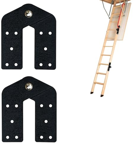 2 Pcs Attic Ladder Hinge Pull Down Attic Stair Parts Attic Ladder Parts Suitable for Restoring Old Loft Ladder, DIY Ladder (Black)