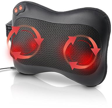 Back Neck Massager, Shiatsu Massager Cushion with Heat, Adjustable Elastic Band, 3 Speeds 2 Massage Directions Alleviate Muscle Soreness in Lower Back, Neck, Used in Home, Office, Car, Bedroom