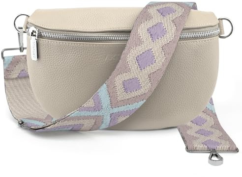 Artvall - Umhängetasche Echtleder Tasche Handtasche Leder Bauchtasche Klein mit Schultergurt Design Taschenband abnehmbar verstellbares Riemen Crossbody Bag Echt Ledertasche Damen mit Reißverschluss