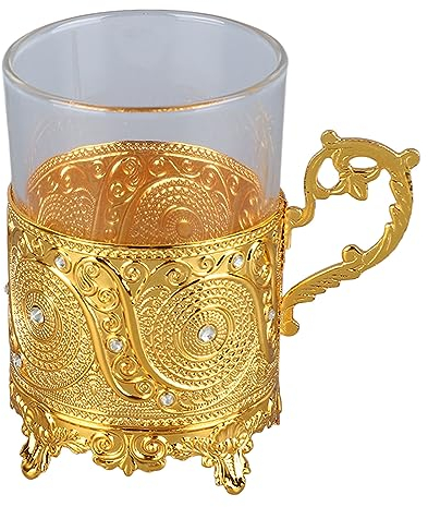 Buachois Chope à Bière en Métal, Chope à BièRe en Verre en Alliage Robuste, Tasse à Whisky DéCorative à Collectionner, Tasse à Boire en Verre à Vin Pour Fête, Bar (Golden (J18149))