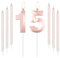 mciskin Rose Gold 15 Birthday Candles-Number 15 Candle for Cake with Long Thin Candles Set, Rose Gold Cake Topper for Girl 15th Birthday Decorations Supplies,15th Wedding Anniversary Decorations