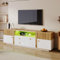 MSMOK Lowboard, TV-Schrank mit LED-Lichteffekten, mit Schubladen, Glastrennwand
