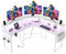 TRIUMPHKEY Escritorio de Gaming con RGB, Mesa de Ordenador en L con 2 Enchufes y 2 Puertos USB, Escritorio Esquinera con Gran para Monitor y Bolsa de Almacenaje, 153x153cm, Fibra de Carbono Blanco