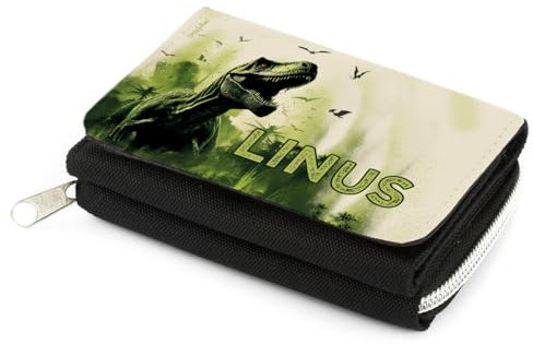 Striefchen® Geldbörse für Jungen mit Wunschnamen und Motiv Ihrer Wahl (T-Rex)
