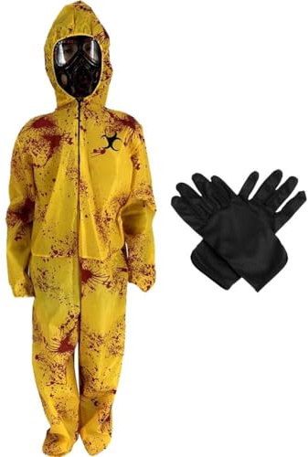 Muteitt Halloween Toxic Hazmat Kostüm Gelber Hazmat Anzug Set Für Erwachsene, Halloween Zombie Hazmat Anzug Biohazard Kostüm Cosplay Party Outfit