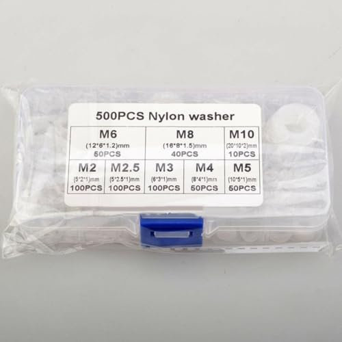 Assortiment de 500 rondelles en caoutchouc nylon, M2 M10, couleur blanche, fiable et