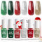 DMQ Christmas Nail Varnish Sets - 6 Colors Red Green Silver Gold Glitter Nail Polish Kit, Quick Dry Long Lasting Christmas Nail Gel Polish Nail Art Manicure DIY Gifts for Women