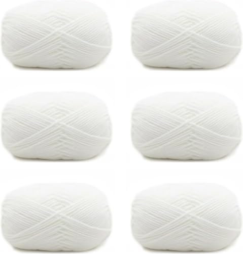 Häkelgarn,Handstrickgarn, Erhältlich in 6 Baumwollfäden, für Kunsthandwerk, Häkeln und Handstrickgarn Baumwollgarn,50g,Weiß