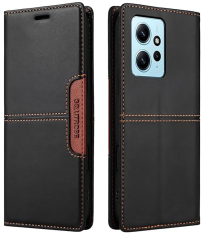 NETANY Compatible pour Xiaomi Redmi Note 12 4G Coque de téléphone, étui Portefeuille avec Porte-Carte [Support de Fonction] Rabat en Cuir Étui en Cuir de Protection magnétique (Noir)