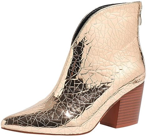 CEWIFO Stivali Testa di Moro Donna Stivaletti a Punta con Paillettes e Tacco Stivali Scamosciati Donna Chelsea Boots Donna Tronchetti Donna Stivali Camoscio Donna