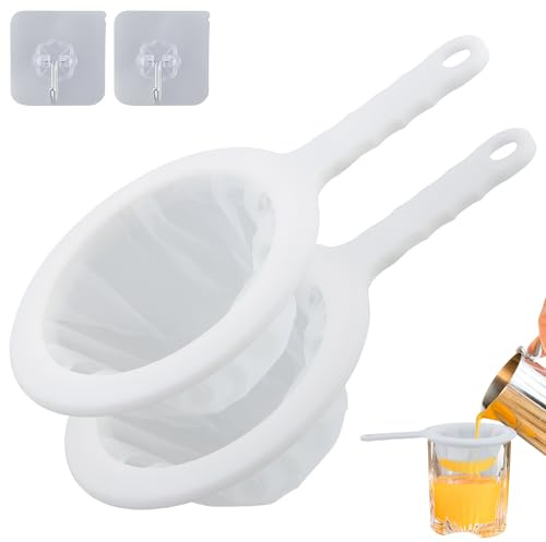 Lot de 2 petites passoires fines avec crochet adhésif pour jus, riz, café (100/200 mailles)