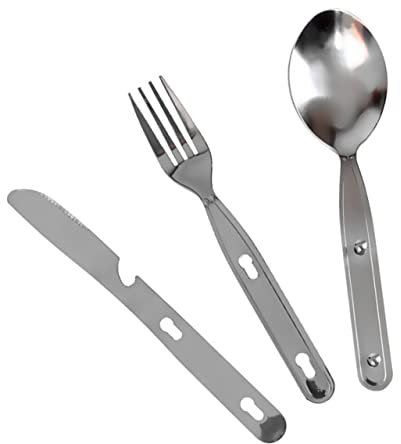 BRIGHTFUFU Campingbesteck 3-teilig Edelstahl Löffel Leichtgewicht Für Outdoor Reisen