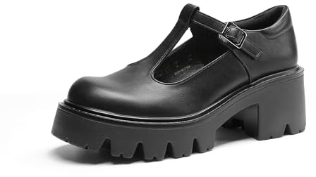 DREAM PAIRS Escarpins Femme Mary Janes à Plateforme, Talon Bloc Confortable, Bout Rond Fermé, Style Rétro Y2K, Chaussures Femme pour Usage Quotidien,Size 36.5,Noir-PU,DWUMPU2571