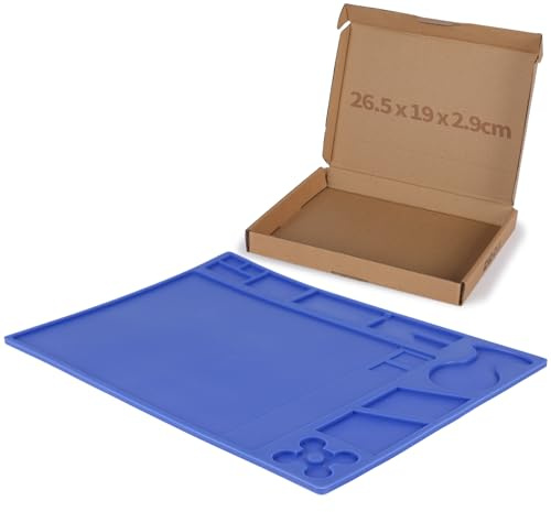 YIHUA M160 Hitzebeständige Lötmatte 350×253×5 mm Lötunterlage mit mehreren Aufbewahrungsschlitzen, integriertem Lineal und biegsamer, weicher Lötmatte aus Silikon