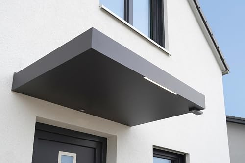 Gutta Rechteckvordach BS Plus 160 (SM) mit Wasserspeier rechts - Sonderfarbe mit Melder | Sondermaß: 100-199 x 35-90 x 15,5 cm (BxTxH)
