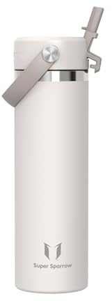 Sparrow Trinkflasche Edelstahl 750ml Thermosflasche mit Strohhalm Deckel