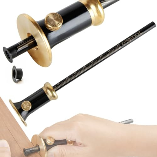 O'SKOOL Wheel Marking Gauge for Woodworking, Precision Scribing Tool with Dual Metric/Imperial Scale, Solid Metal Body, Bearing-Mounted Rolling Cutter, Extra Blade Included, MAM018