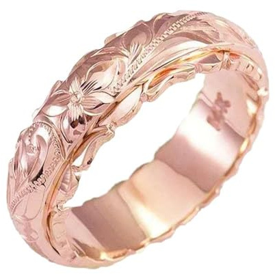 Generisch Rose Gold Ring, Elegant Wedding Ring Gold and Engraved Sticker of Rings, 7, Zinc alloy, No Gemstone