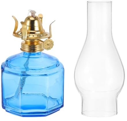 OUNONA Blaugrüne Glas Petroleumlampe 1 Satz, Dekorative Heim Öllampe