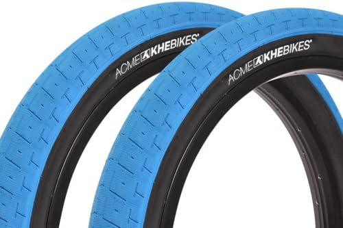 KHE Acme BMX Reifen Set 20 x 2,40 Zoll – ca. 640 g – Stahlband – voluminös – optimaler Grip – Street & Park – blau – 1 Paar