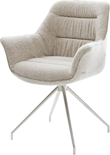 DELIFE Polsterstuhl Kaira-Flex Kreuzgestell konisch Edelstahl Webstoff Soft Beige