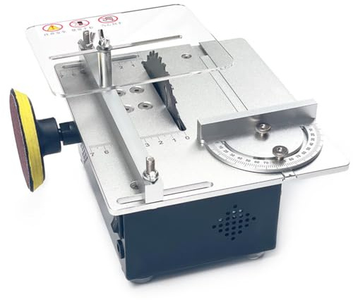 Mini Electric Table Saw, Multi-Functional Kit with Push Ruler 0-90°, 4500 RPM Speed, Chuck Range 0.8-6mm for DIY Crafts, Teaching & Model Making