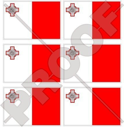 MALTA Maltesische Flagge 40mm Mobile, Handy Vinyl Mini Aufkleber, Abziehbilder x6 Stickers