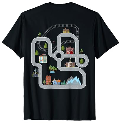 Spielmatte Shirt Auto & Zug Spielteppich Gedruckt Auf Rückseite T-Shirt