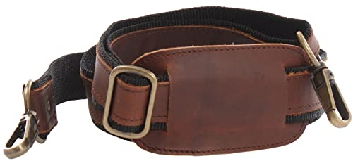 LECONI Trageriemen Leder Nylon Schulterriemen breiter Schultergurt für Taschen Umhängegurt längenverstellbar 4x150cm braun schwarz LEC-R2