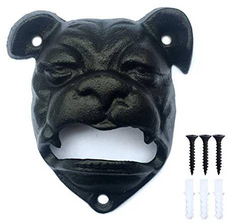 MGTECH Bulldog Bottle Opener Wall Mounted, Rustic Cast Iron Dog Beer Opener
