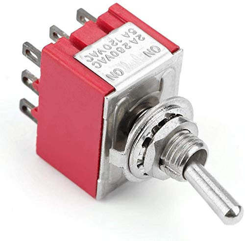 Kippschaltermodul mit 2 Positionen, 5 STK. EIN-EIN Kippschalter mit 2 Positionen, 3PDT, 9-polig, 6 mm, 2A/250 VAC, 5A/120 VAC-Schalter, Metallhieb, wasserdichte Abdeckung der