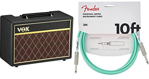 Vox Pathfinder 10 - Amplificadores Combo + Fender 099-0510-058 Cable De Instrumento Serie Original - 10 Pies - Str/Str - Surf Green