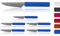 LaXon Messer, Frühstücksmesser, 6 Stk. Messer Set, blaue Brötchenmesser, Brotmesser mit Wellenschliff, spülmaschinenfest