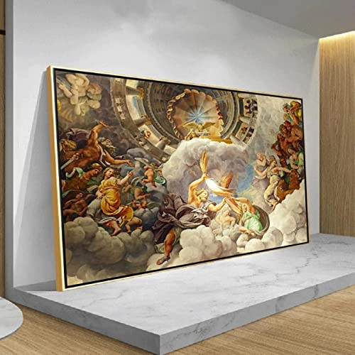 Griechische Mythologie Götter Zeus & Hera Druck auf Leinwand Gemälde Wandkunst Die Götter des Olymps Bild Home Decor Artistic Poster 36x24inch/92x61cm with-Gold-Frame