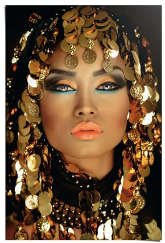 REINDERS Poster, Arabische Prinzessin, Wohnzimmer, Poster, Wanddeko, Room Decor, 150 gr. glänzend Bilderdruckpapier, Gold, 91,5x61cm