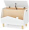 GYMAX Wooden Toy Box, Kids Storage Chest with Book Storage Space, Lid & Safety Hinge, Flip-Top Toddler Toy Organizer for Boys Girls (White)