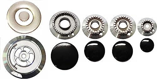 G GRIMALDI Per -Smeg- - Kit 5 bruciatori completi di piattelli spartifiamma 4 fuochi + tripla corona per cucina piano cottura 5 fuochi - Made in Italy - SM03 - Prodotto originale
