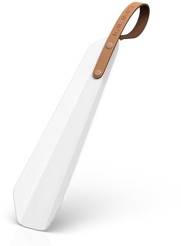 iQumo® chausse pied metal avec boucle en cuir véritable [20 cm] – chausse pied design en acier - mini chausse pied moderne & ergonomique – chausse-pieds stable en métal – blanc