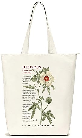 Lidxfeo Canvas Tote Bag mit Reißverschluss, Faltbar Einkaufstasche Große, Baumwolle Stofftasche Aesthetic Damen, Jutebeutel Bedruckt mit Innentaschen, für Arbeit, Einkaufen, Schule und Alltag